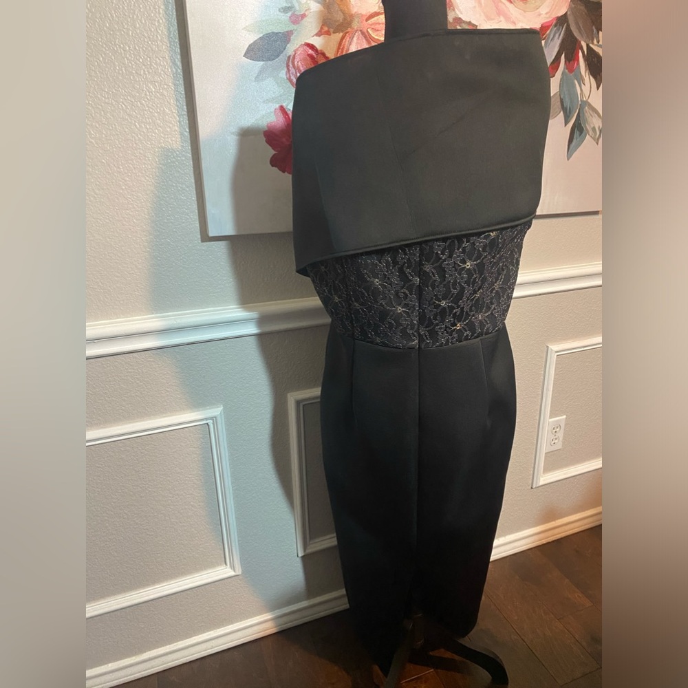 Lace Cut Out Split Back Bodycon Dress || Size 2XL || Black - Picture 14 of 15